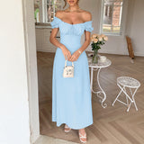 Dili Elegant Temperament Short Sleeve Shoulder Dress Dress Women's Dress 2025 Spring And Summer