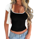 Dili 2025 Spring/Summer Y2K Sexy Tui U-Necked Short-Sleeved Top Women's T-Shirt
