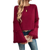 Dili 2025 Autumn And Winter New Temperament Lady Loose Horn Long-Sleeved Top Women's Clothing