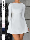 Dili Elegant Wind Solid Long-Sleeved Short Dress Dress Women's Dress 2025 Autumn And Winter