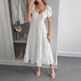 Dili Leisure Holiday Bubble Sleeve Dress Women's Dress 2025 Summer