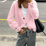 Dili Simple Holiday Button Solid Color Long-Sleeved Sweater Wool Knitted Women's Clothing 2025 Autumn And Winter
