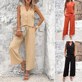 Dili Fashion Women's Clothing 2025 Spring And Summer Leisure Temperament Solid Color Vest Set