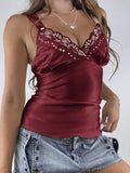 Dili Y2K Hot Babes Style Lace Spliced T-Shirt Small Sling Women's Clothing 2025 Autumn