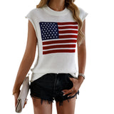 Dili 2025 Spring/Summer Independence Day Blouse Casual Crash-Colored Sweater Vest Women's Clothing