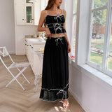 Dilu Vacation Leisure Seaside Atmosphere Feel Stylish Two-Piece Suit Woman 2025 Summer Small Sling Half Dress