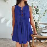 Dili 2025 Spring And Summer Leisure Holiday Wind Solid Color With Pressureless Sleeveless Short Skirt Women's Clothing