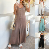 Dili 2025 Spring And Summer Pure Color Leisure Leisure Loose Holiday Style Open-Shirt Wide Leg Long Pants Women's Clothing