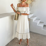 Dili 2025 Spring/Summer Bohemia Leisure Vacation Collider Two-Sleeveed Dresses Women's Dresses