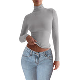 Dili 2025 Autumn And Winter Women's Y2K Solid Color Knitted Bottom Long-Sleeved Top