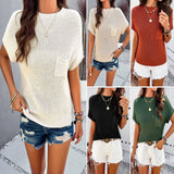 Dili Women's Clothing 2025 Spring And Summer Temperament Casual Pure Color Short-Sleeved High-Neck Knitwear Shirt