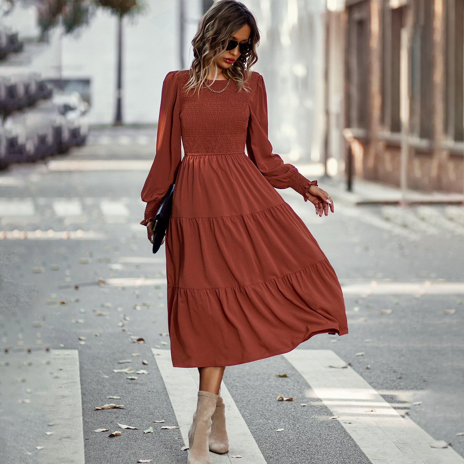 Independent Design Women's Dress Dress Casual Holiday Waist Long Dress – aidbkk
