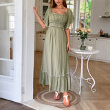Dili Leisure Vacation Short Sleeve Simple Long Dress Dress Dress Women's Dress 2025 Summer