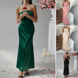 Dili 2025 Spring/Summer French Sexy Dress Solid Colored Chest Evening Dress Dresses Women's Dress