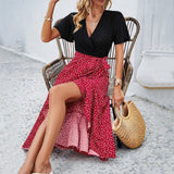 Dili Women's Clothing 2025 Spring And Summer Temperament Elegant Impact Short-Sleeved V-Neck Dress