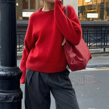 Dili Fashion Simple Wind Round Lead Long-Sleeved Sweater Bottom Wool Weaving Women's Clothing 2025 Autumn And Winter