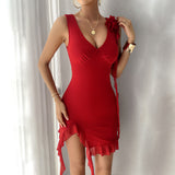 Dili Women's Clothing 2025 Spring And Summer Y2K Solid Color Temperament Repair Mesh Sling Dress