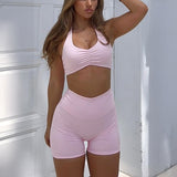 Dili Sports Yoga Wind Hanging Neck Bra Shorts Two Sets Of Women's Clothing 2025 Spring And Summer