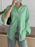 Dili Leisure Vacation Summer Striped Long Sleeves Arma Shirt Women's Winter 2025