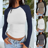 Dili 2025 Spring/Summer Y2K Blouse Women's Sexy Collared Long-Sleeved T-Shirt Women's Clothing