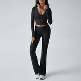 Dili 2025 Women's Casual Sports Knitted Long-Sleeved Trousers Two-Piece Suit Woman