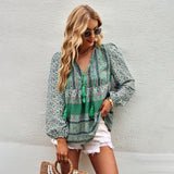 Independent Research And Development Design Temperament Bomichian Holiday Sweater Color Print Four Seasons Shirt Shirt Woman