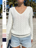Dili Leisure Simple Long-Sleeved V-Neck Vest Lined With Wool Women's Clothing 2025 Autumn And Winter
