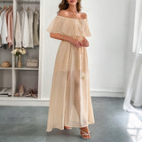 Dili Temperament Elegant Braid Waist Short-Sleeved Women's Dress Dress Women's Dress 2025 Summer
