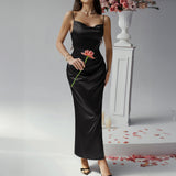 Dili 2025 Spring/Summer Dresses Casual Sexy Solid Color Suspension Dresses Evening Dresses