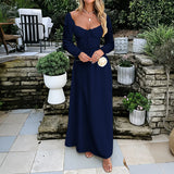 Dili Elegant Evening Dress Short-Sleeved Solid Dress Women's Dress 2025 Autumn And Winter