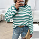 Dili 2025 Autumn/Winter Blouse Women's Temperament Casual Round-Neck Striped Sweater