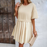 Dili Women's Clothing 2025 Spring And Summer Temperament Elegant Short-Sleeved Splicing Dress