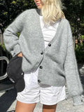 Dili Simple Holiday Button Solid Color Long-Sleeved Sweater Wool Knitted Women's Clothing 2025 Autumn And Winter