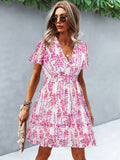 Dili Leisure Vacation Short-Sleeved Broken Flower Dress Dress Women's Dress 2025 Autumn And Winter Waist