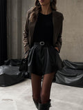 Dili Elegant Temperament Casual Pure Leather Shorts Women's 2025 Autumn And Winter