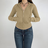 Dili 2025 Autumn And Winter Temperament To Repair Short-Term Zipper Open-Shirt Hooded Coat Women's Clothing