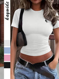 Dili Y2K Hottie Wind Solid Short-Sleeved Vest T-Shirt Women's Clothing 2025 Autumn And Winter