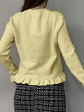 Dili Leisure Vacation Wind Solid Color Wool Woven Button Long-Sleeved Top Sweater Women's 2025 Autumn And Winter