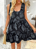 Dili Vacation Leisure Wind Tied With Printed Suspension Dresses Women 2025 Spring And Summer