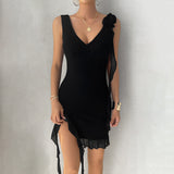 Dili Women's Clothing 2025 Spring And Summer Y2K Solid Color Temperament Repair Mesh Sling Dress