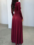 Dili Elegant Deep V Long Sleeve Long Dress Dress Women's Winter 2025