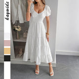 Dili Leisure Holiday Bubble Sleeve Dress Women's Dress 2025 Summer