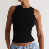 Dili 2025 Spring And Summer Leisure Y2K Solid Color Sexy Thread Outside Wearing Bottom Collar Collar Vest Women's Clothing