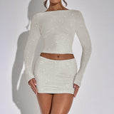 Dilu Y2K Sexy Long-Sleeved T-Shirt Skirt Two-Piece Suit Women's Dress 2025 Autumn And Winter