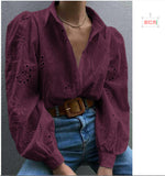 Dili 2025 Spring And Summer Casual Loose Fashion Hollow Bubble Sleeves Top Women's Clothing