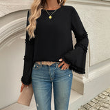 Dili 2025 Autumn And Winter New Temperament Lady Loose Horn Long-Sleeved Top Women's Clothing