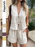Dili Holiday Casual Vest Blouse Shorts Two Sets Of Women's Clothing 2026 Summer