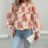 Dili R & D Design Flower Shirt Print Top 2026 Spring And Summer Temperament Elegant Double-Layer Women's Clothing
