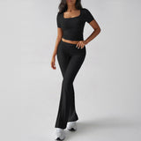 Dilu 2025 Spring/Summer Y2K Casual Sports Style Solid Color Exposed Umbilical T-Shirt Long Pants Suit Women's Clothing