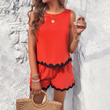 Dili Short-Sleeved Women's Clothing 2025 Spring And Summer Casual Fashion Lace Short Trousers Set